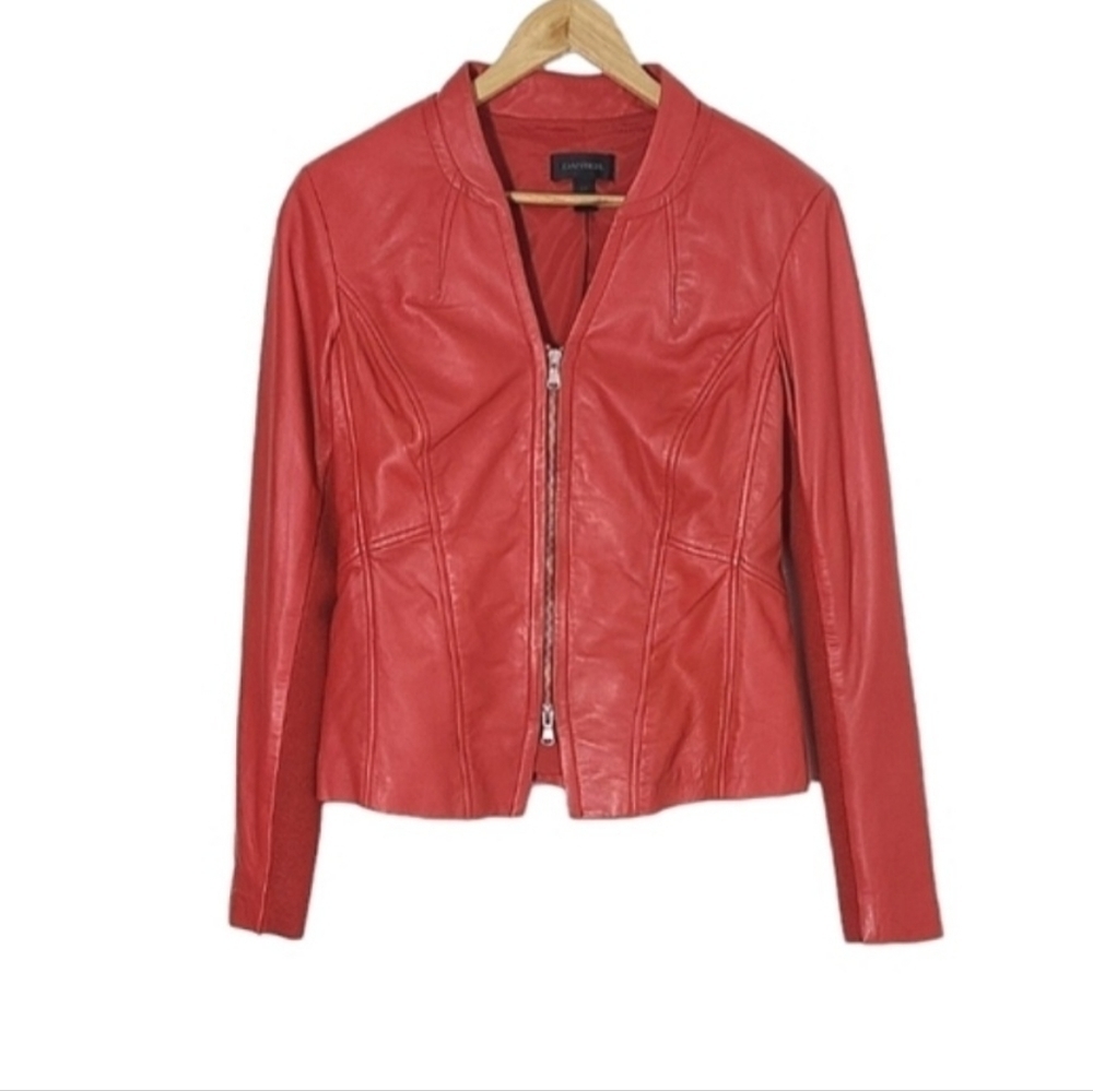 DANIER Red Genuine Leather Jacket Womens Buttery Soft 100% Leather Blazer Size S